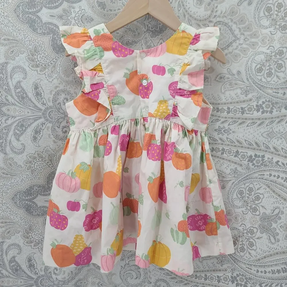 Eleanor Rose Pumpkin Patch ruffle strap girls Sz 6-7 kidcore preppy country club - Picture 2 of 7